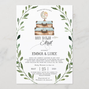 Greenery Baby Shower by Mail Long Avstånd Boy Inbjudningar