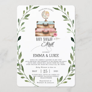 Greenery Baby Shower by Mail Long Avstånd Girl Inbjudningar