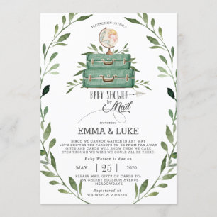 Greenery Baby Shower by Mail Long Avstånd Travel Inbjudningar