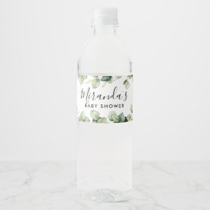 Greenery Baby Shower Flaska-etikett Eucalyptus Löv Vattenflaskor Etikett