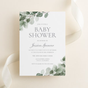 Greenery Baby Shower för modern vattenfärg Inbjudningar