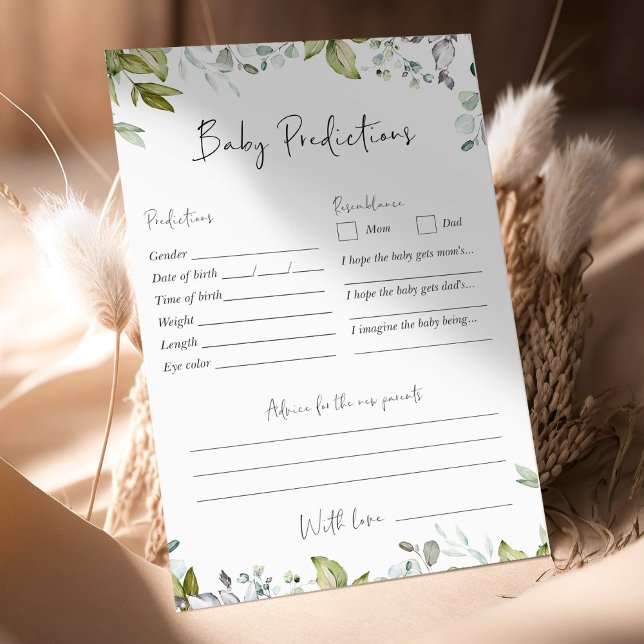 Greenery Baby Shower Game - Baby Predictions (Skapare uppladdad)