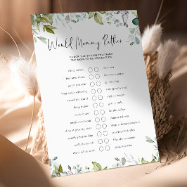 Greenery Baby Shower Game - skulle Mamma hellre?