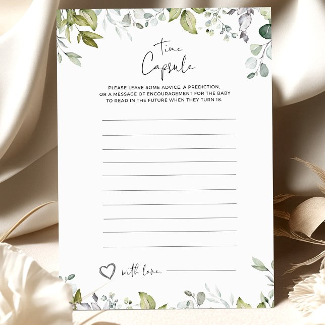 Greenery Baby Shower Game Time Capsule (Skapare uppladdad)