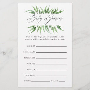 Greenery Baby Shower Guessing Game