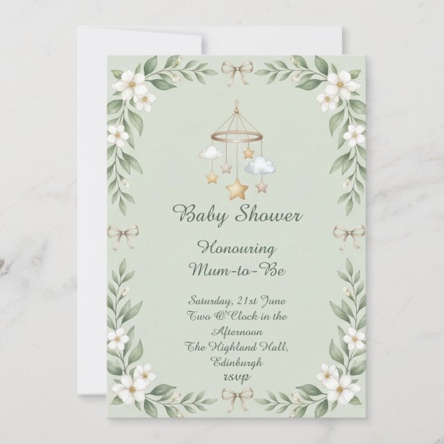 Greenery Baby Shower Inbjudningar (Framsida)
