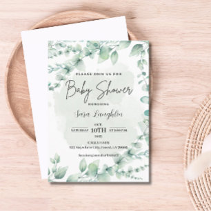 Greenery Baby Shower Inbjudningar