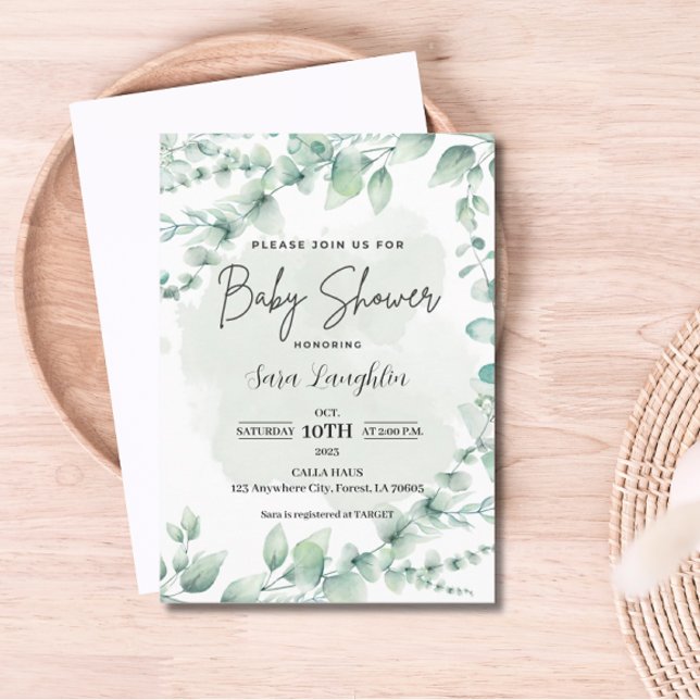 Greenery Baby Shower Inbjudningar (Greenery Baby Shower Invite)
