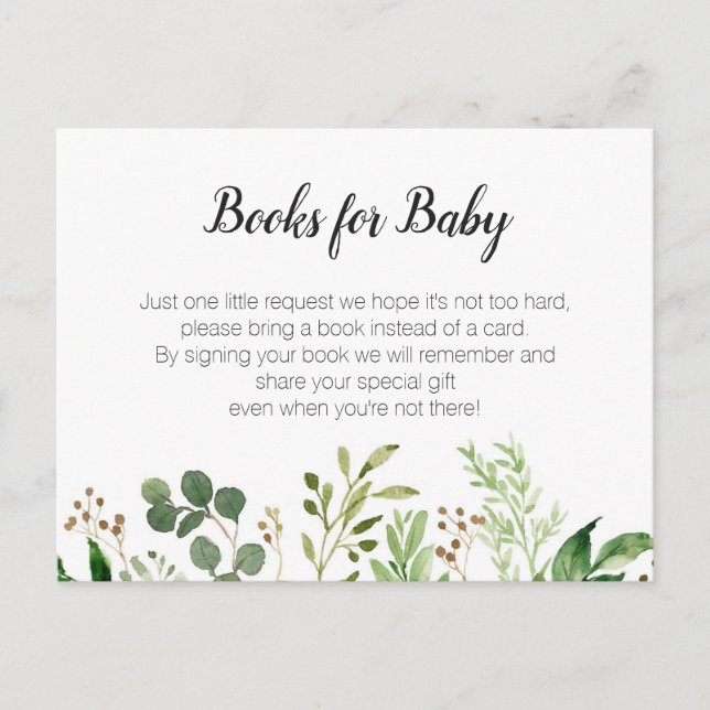 Greenery Baby Shower - lägg till bok Inbjudan Vykort (Framsida)