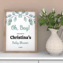 Greenery Baby Shower Oh Boy Välkommen
