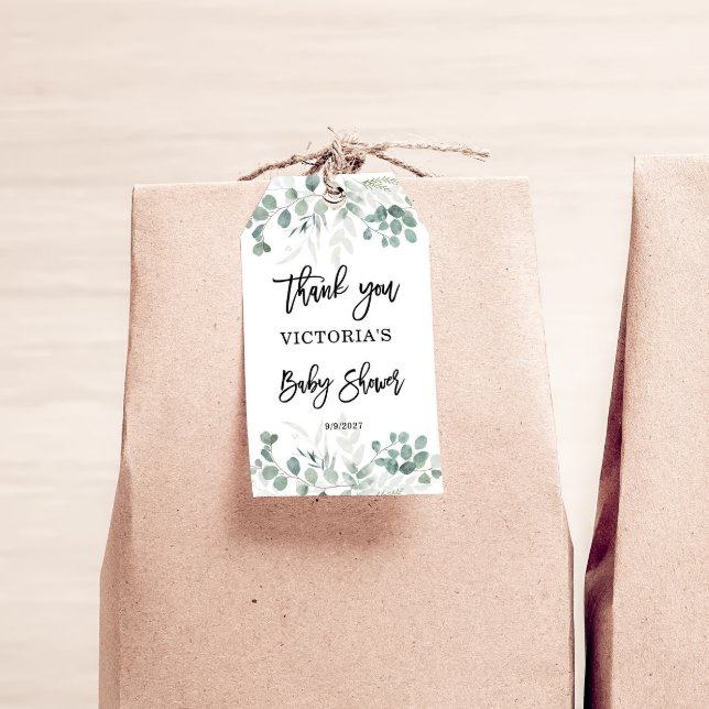 Greenery Baby Shower Presentetikett (Skapare uppladdad)