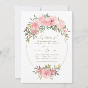 Greenery Baby Shower Rosa Guld Blommigt Greenery B Inbjudningar