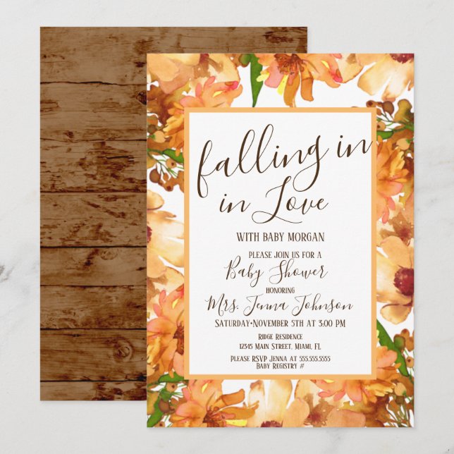 Greenery Baby Shower Rustic från hösten Fall Kärle Inbjudningar (Fram/baksida)