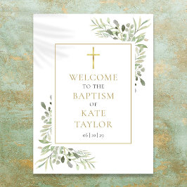 Greenery Baptism Christening Välkomstskylt Poster