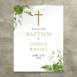 Greenery Baptism Christening Välkomstskylt Poster