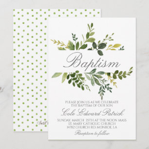Greenery Baptism-inbjudan Inbjudningar
