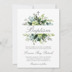 Greenery Baptism-inbjudan Inbjudningar