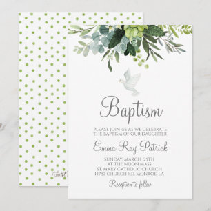 Greenery Baptism-inbjudan Inbjudningar