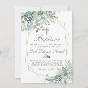 Greenery Baptism-inbjudan Inbjudningar