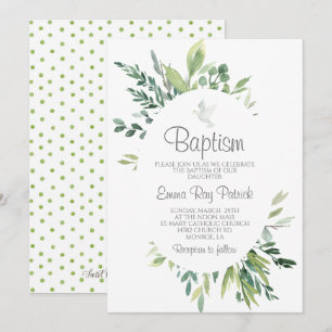Greenery Baptism Inbjudningar