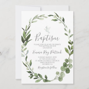 Greenery Baptism Inbjudningar