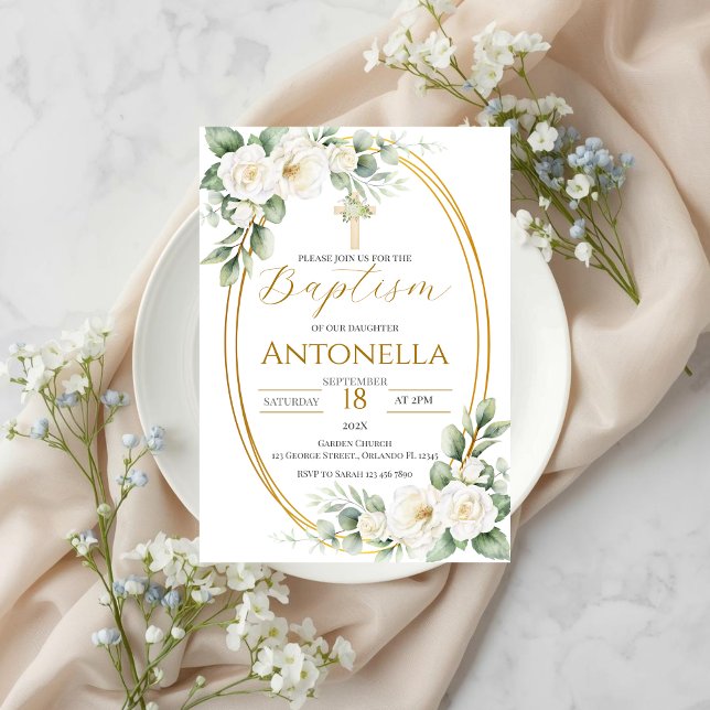 Greenery Baptism Invitation Inbjudningar (Skapare uppladdad)