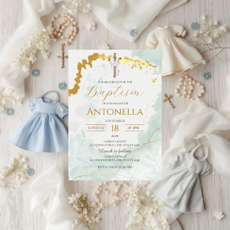 Greenery Baptism Invitation Inbjudningar