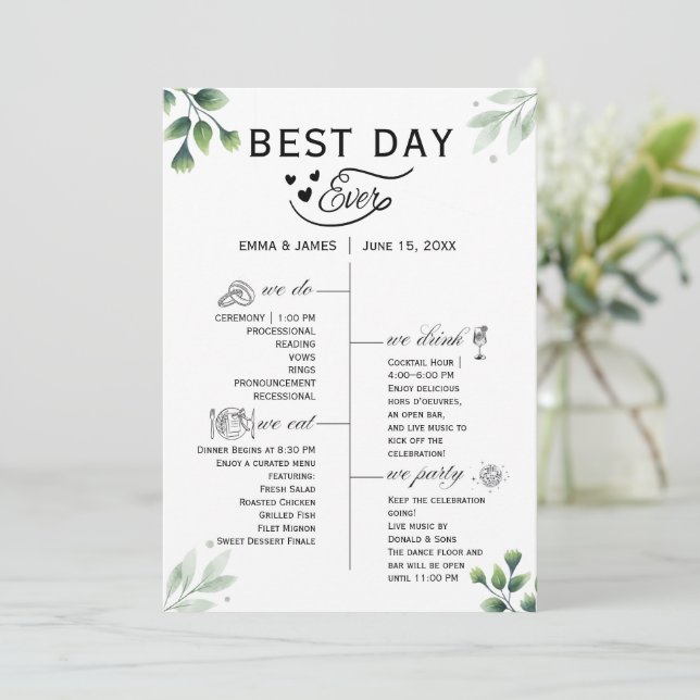 Greenery Bästa dagen någonsin-programinbjudan Program (Stående Fram)