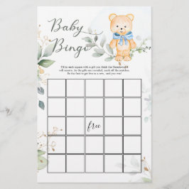 Greenery Bear Baby Shower Bingo Game Papprare Laka