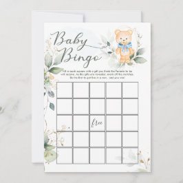 Greenery Bear Baby Shower Bingo/Traits Games Inbjudningar