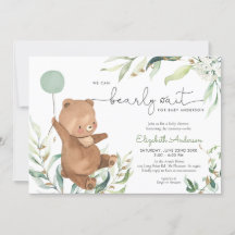 Greenery Bear Balloon Gender Neutral Baby Shower