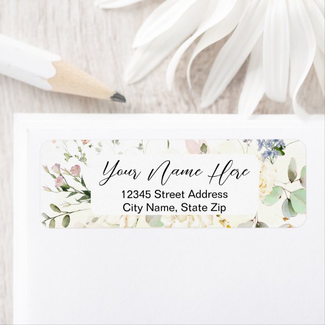 Greenery Bear Gender Neutral Blommigt Baby Shower Returadress Etikett (Insitu)