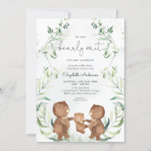 Greenery Bear Gender Neutral Woodland Baby Shower