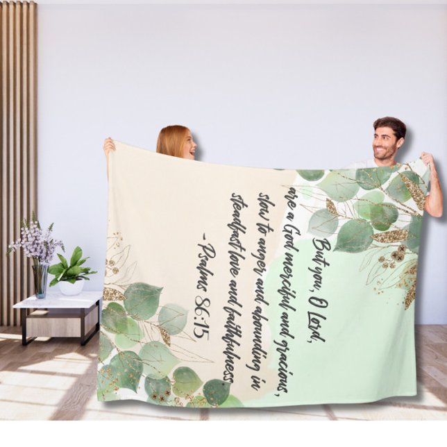 Greenery Bible verse Fleece Blanket (Skapare uppladdad)