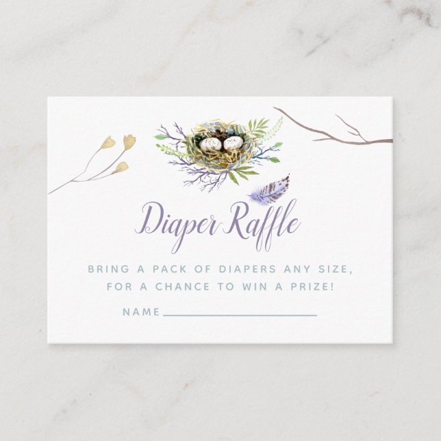 Greenery Birds Nest Twin Baby Shower Diaper Raffle Tilläggskort (Framsida)