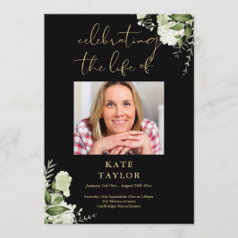 Greenery Black And Gold Funeral Order Of Service  Program