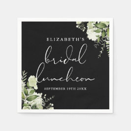 Greenery Blommigt Black and White Möhippa Luncheon Pappersservett