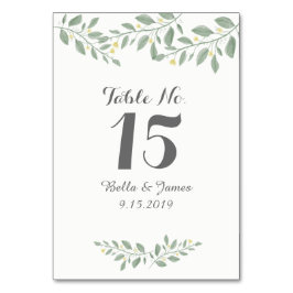 Greenery Blommigt Bröllop Bord Card Bordsnummer