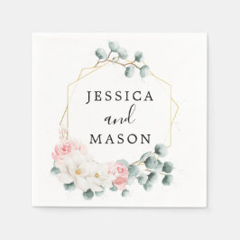 Greenery Blommigt Bröllop Cocktail Napkin Pappersservett