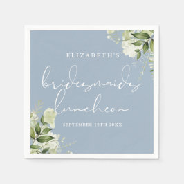 Greenery Blommigt Dusty Blue Bridesmaids Luncheon Pappersservett