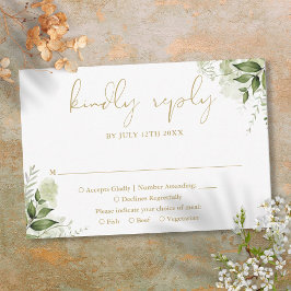Greenery Blommigt Elegant Guld Bröllop OSA Kort