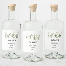 Greenery Blommigt Elegant Slogan Baby Shower Spritflaskor Etikett