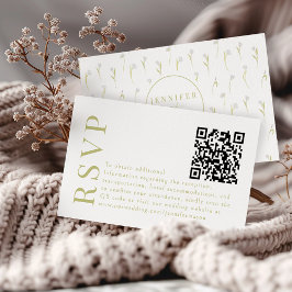 Greenery Blommigt Garden Wedding OSA QR-kodkort Tilläggskort