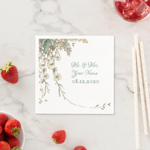 Greenery Blommigt Garland Script Elegant bröllop Pappersservett