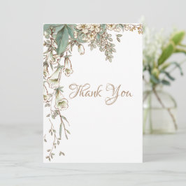 Greenery Blommigt Garland Script Elegant bröllop Tack Kort