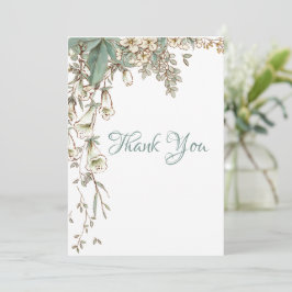 Greenery Blommigt Garland Script Elegant bröllop Tack Kort