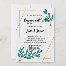 Greenery Blommigt Gold Foil Löv Förlovning Inbjudningar