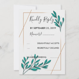 Greenery Blommigt Gold Foil Löv OSA Inbjudningar