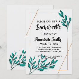 Greenery Blommigt Gold Foil Lövs bachelor Inbjudningar