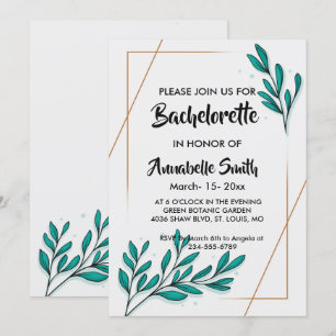 Greenery Blommigt Gold Foil Lövs bachelor Inbjudningar